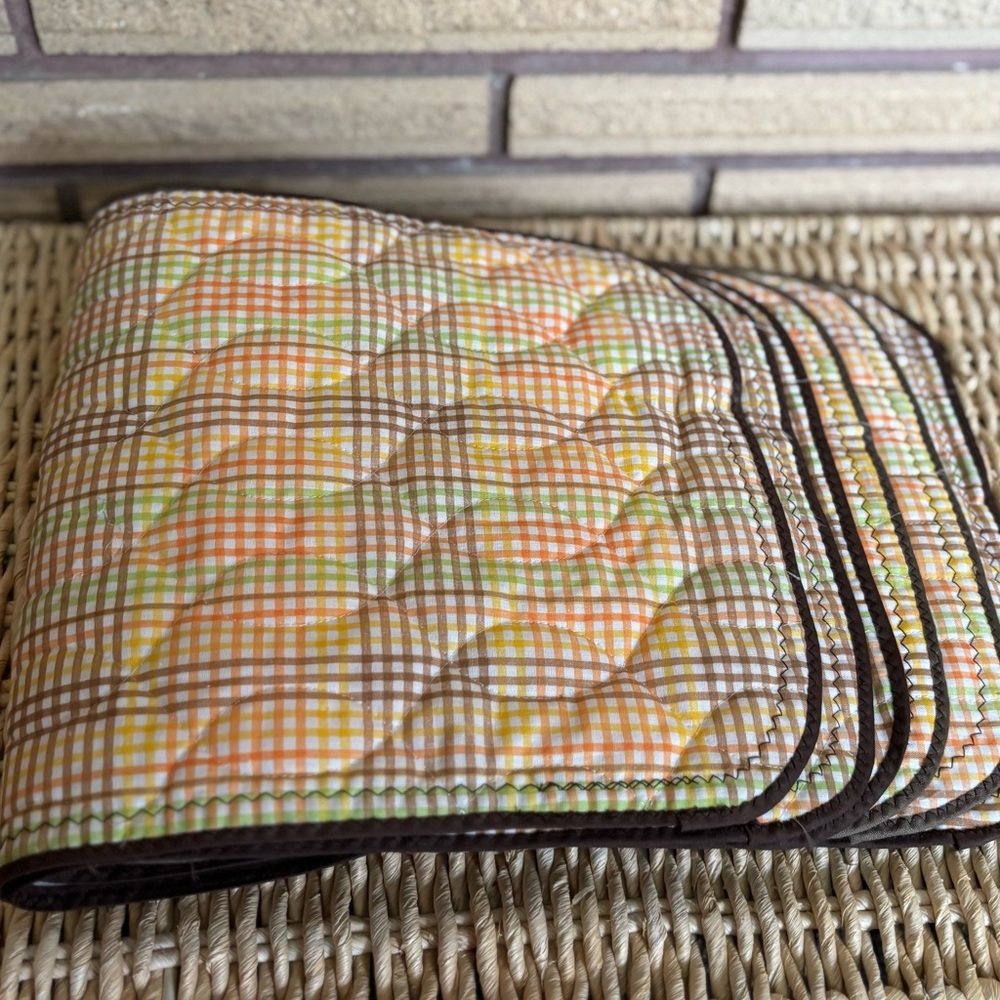 60/70's Mod Quilted Placemats - 6 - Bedspread Placemats - 70's Kitchen Linens